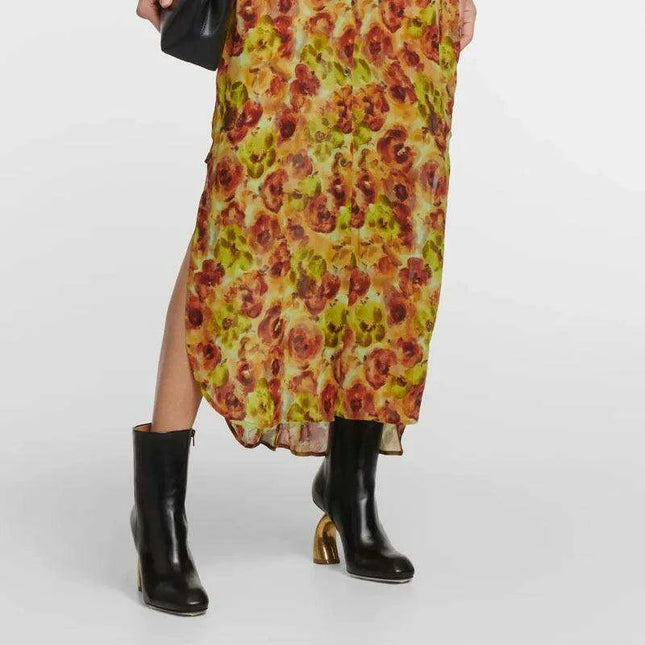 Chic 8cm High-Heeled Ankle Boots for Women in Black and Red - European American Fall Winter Style, Size 43