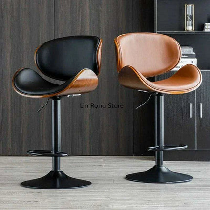 Chic Adjustable Genuine Leather Bar Stool - Stylish Modern Comfort Solution- Très Elite- Très Elite
