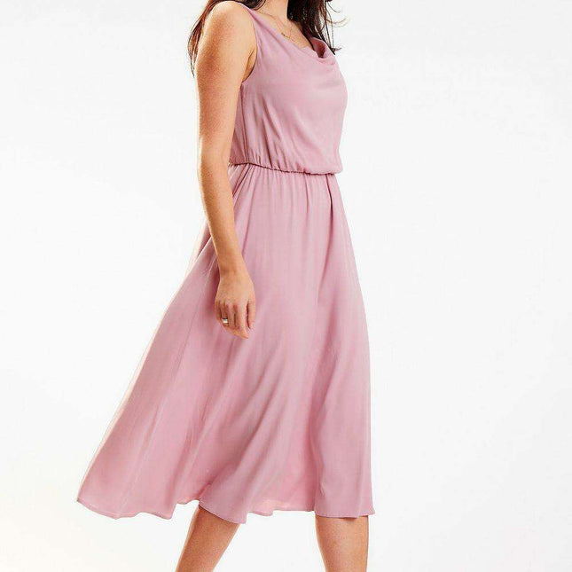 Chic Adjustable Strap Crinkled Midi Dress