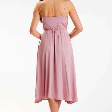 Chic Adjustable Strap Crinkled Midi Dress - Très Elite