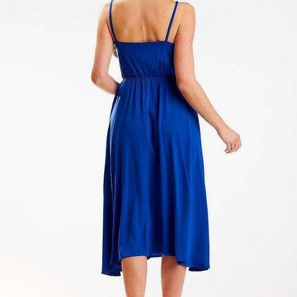 Chic Adjustable Strap Crinkled Midi Dress - Très Elite