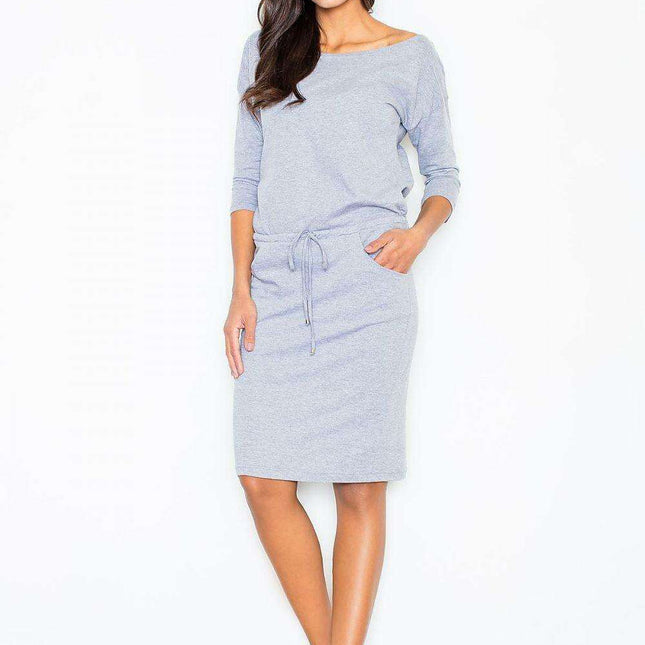 Chic Adjustable Waist Cotton Sweatshirt Dress for Effortless Daytime Elegance