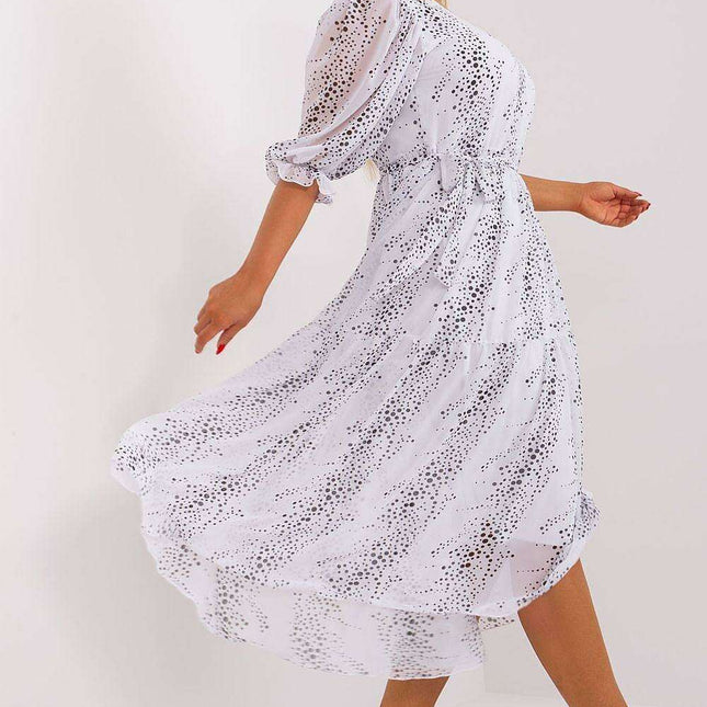 Chic Adjustable Waist Tie Plus Size Dress by Lakerta