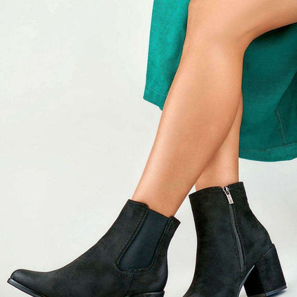 Chic Almond Toe Heeled Ankle Boots - Très Elite