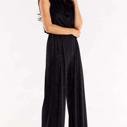Chic Artisan Wide-Leg Suit with Stylish Crinkled Collar - Handmade in Poland - Très Elite