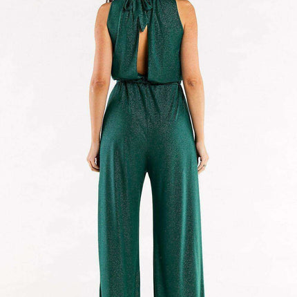 Chic Artisan Wide-Leg Suit with Stylish Crinkled Collar - Handmade in Poland - Très Elite
