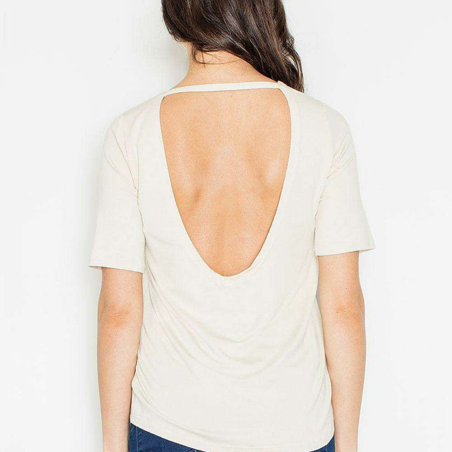 Chic Asymmetrical Back Neckline Blouse with Elegant Detailing