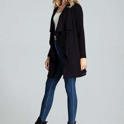 Chic Asymmetrical Black Cardigan with Practical Pockets - Très Elite