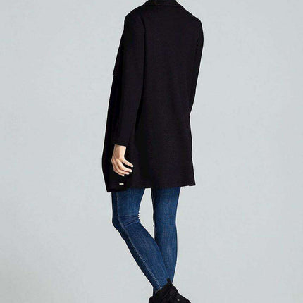 Chic Asymmetrical Black Cardigan with Practical Pockets - Très Elite