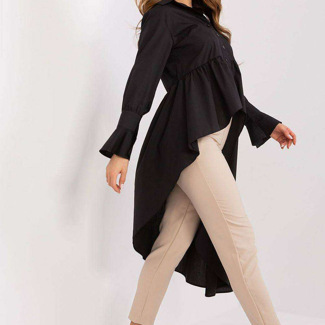 Chic Asymmetrical Hem Frill Sleeve Top