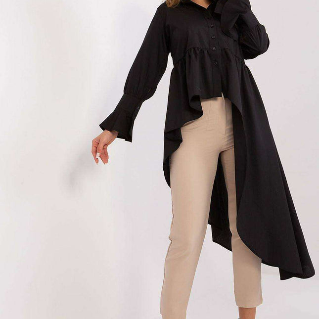 Chic Asymmetrical Hem Frill Sleeve Top