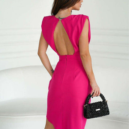 Chic Asymmetrical Hem Trapezoid Evening Gown - Très Elite