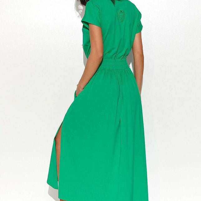 Chic Asymmetrical Knit Daydress with Elegant Draping