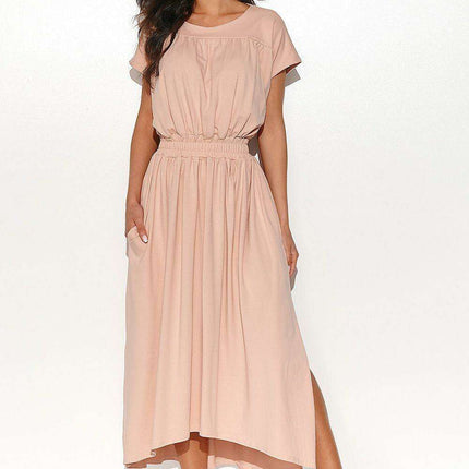 Chic Asymmetrical Knit Daydress with Elegant Draping