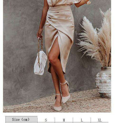Chic Asymmetrical Pleated Waist Dress - Très Elite
