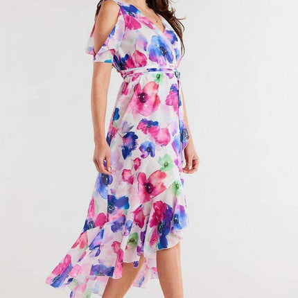 Chic Asymmetrical Ruffle Chiffon Dress - Très Elite