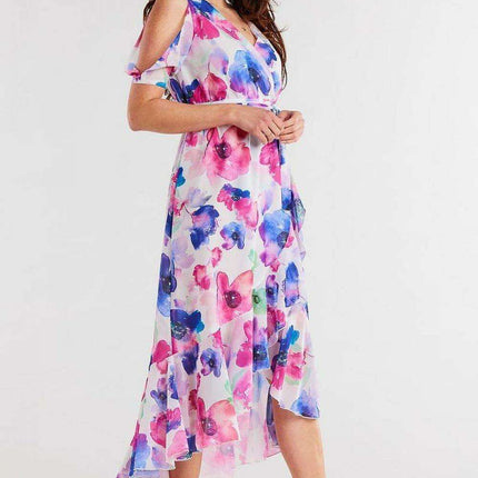 Chic Asymmetrical Ruffle Chiffon Dress - Très Elite