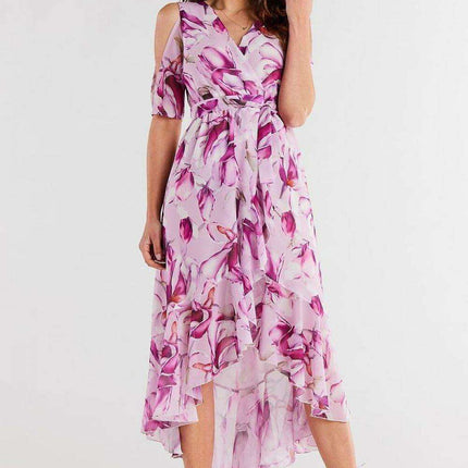 Chic Asymmetrical Ruffle Chiffon Dress