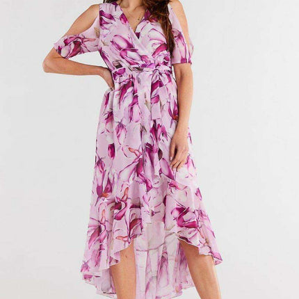 Chic Asymmetrical Ruffle Chiffon Dress - Très Elite