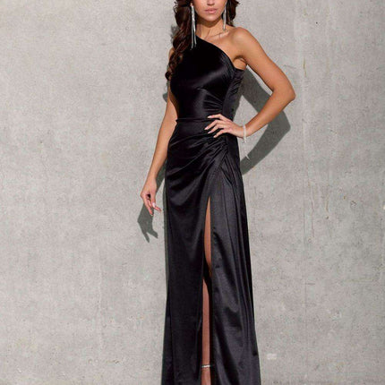 Chic Asymmetrical Satin Evening Dress - Très Elite