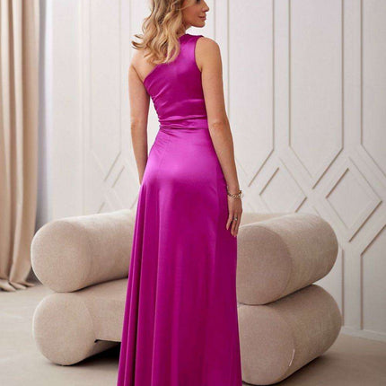 Chic Asymmetrical Satin Evening Dress - Très Elite