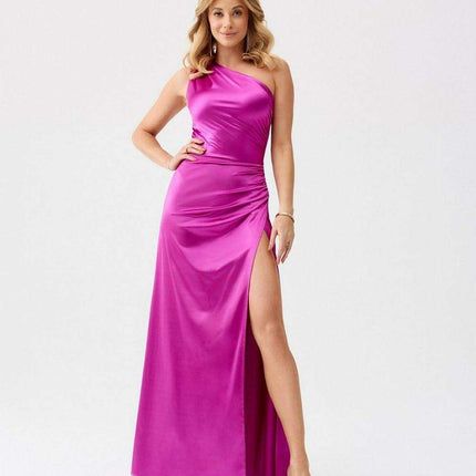 Chic Asymmetrical Satin Evening Dress - Très Elite