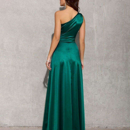 Chic Asymmetrical Satin Evening Dress - Très Elite