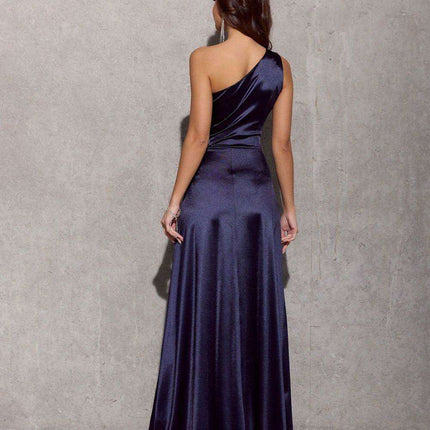 Chic Asymmetrical Satin Evening Dress - Très Elite