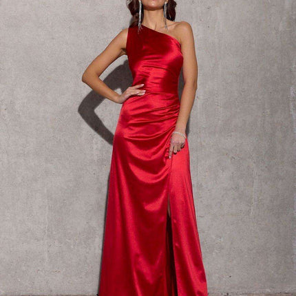 Chic Asymmetrical Satin Evening Dress - Très Elite