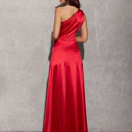 Chic Asymmetrical Satin Evening Dress - Très Elite