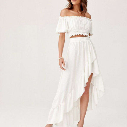 Chic Asymmetrical Summer Outfit with Ruffled Skirt - Très Elite