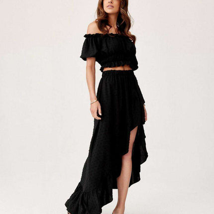 Chic Asymmetrical Summer Outfit with Ruffled Skirt - Très Elite