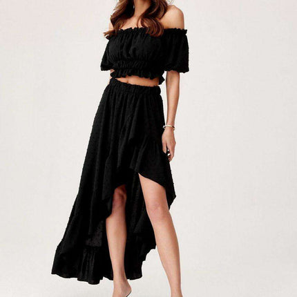 Chic Asymmetrical Summer Outfit with Ruffled Skirt - Très Elite