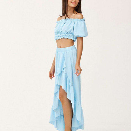 Chic Asymmetrical Summer Outfit with Ruffled Skirt - Très Elite