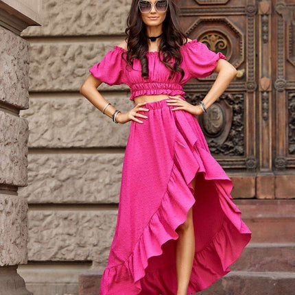 Chic Asymmetrical Summer Outfit with Ruffled Skirt