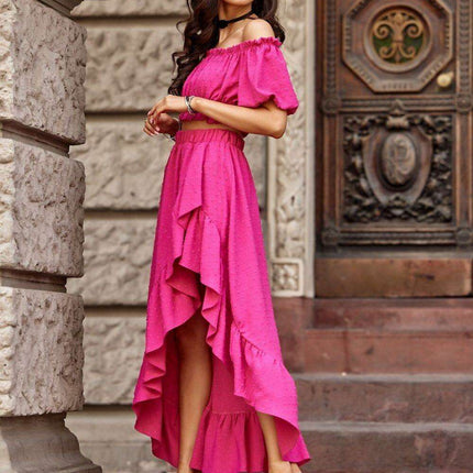 Chic Asymmetrical Summer Outfit with Ruffled Skirt - Très Elite