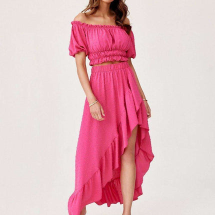 Chic Asymmetrical Summer Outfit with Ruffled Skirt - Très Elite