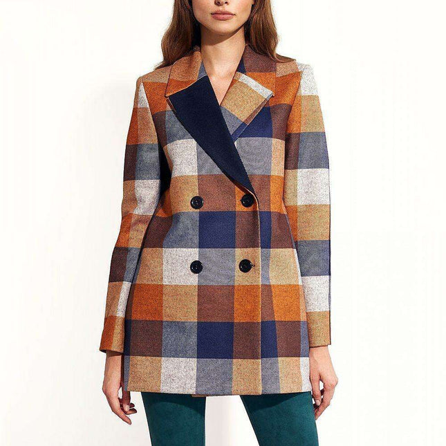 Chic Autumn Plaid Double Breasted Coat for Effortless Style