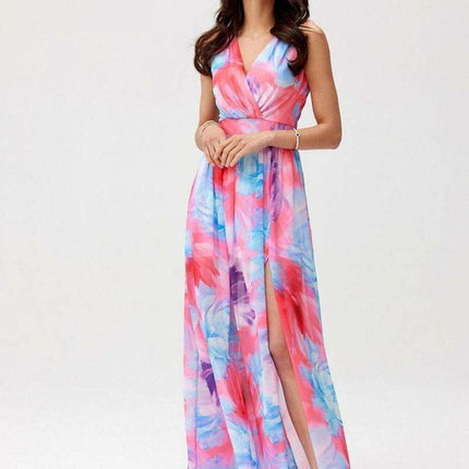 Chic Back-Cut Chiffon Maxi Dress for Special Occasions