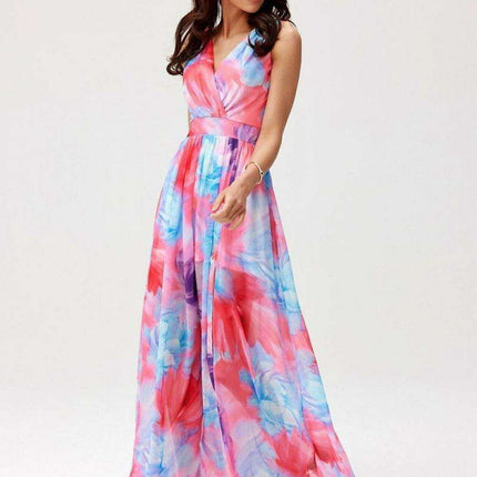 Chic Back-Cut Chiffon Maxi Dress for Special Occasions - Très Elite