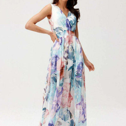 Chic Back-Cut Chiffon Maxi Dress for Special Occasions