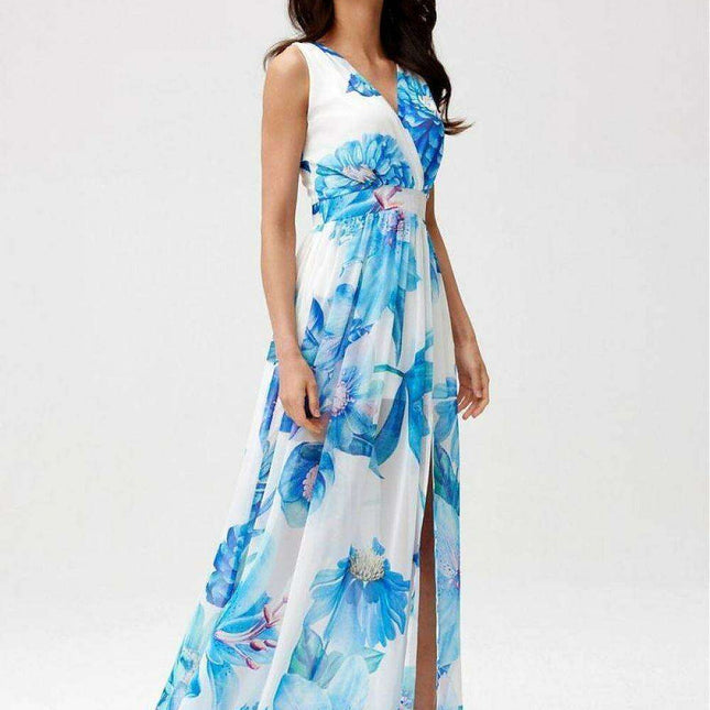 Chic Back-Cut Chiffon Maxi Dress for Special Occasions