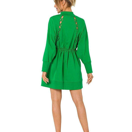 Chic Back Laced Zipper Tunic Dress with Pockets - Très Elite