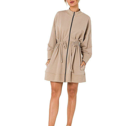Chic Back Laced Zipper Tunic Dress with Pockets - Très Elite