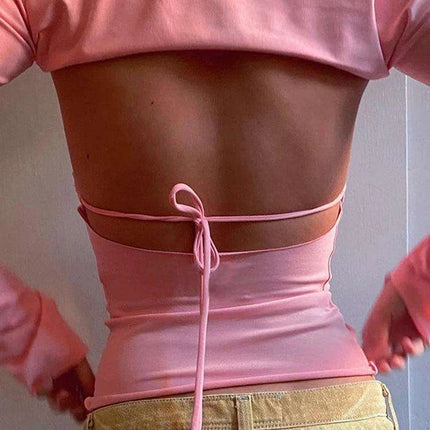 Chic Backless Corset Crop Top for Bold Fashionistas - Très Elite