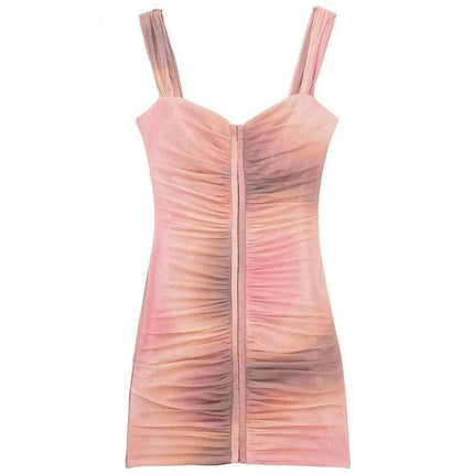 Chic Backless Mini Dress with Vibrant Tie Dye and Ruffles - Must-Have for Summer Parties - Très Elite