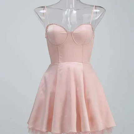 Chic Backless Spaghetti Strap A-line Mini Dress for Women - Très Elite
