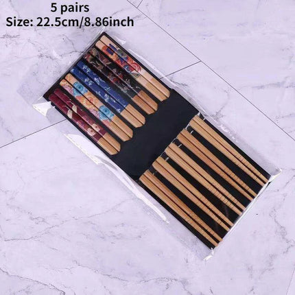 Chic Bamboo Chopstick Collection - 5 Pairs with Non-Slip Design - Très Elite