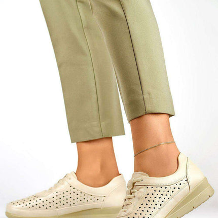 Chic Beige Leather Mocassin PRIMO Semi-Boots - Très Elite