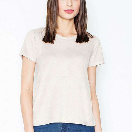 Chic Beige Short Sleeve Blouse - Très Elite